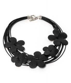 Дамска колие "Маргаритки" с кожени цветя